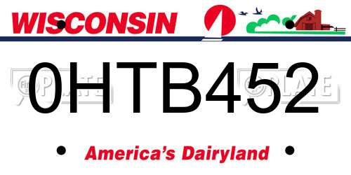 0HTB452 Wisconsin License Plate