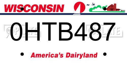 0HTB487 Wisconsin License Plate