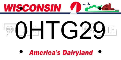 0HTG29 Wisconsin License Plate