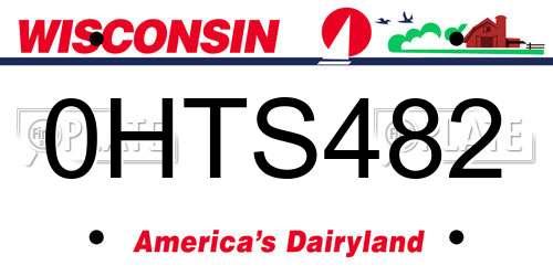0HTS482 Wisconsin License Plate