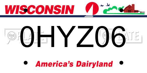 0HYZ06 Wisconsin License Plate