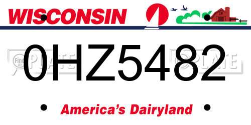 0HZ5482 Wisconsin License Plate