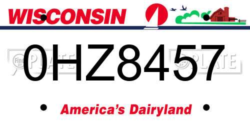 0HZ8457 Wisconsin License Plate