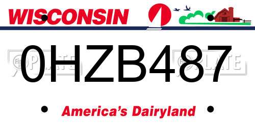 0HZB487 Wisconsin License Plate
