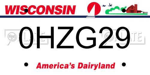 0HZG29 Wisconsin License Plate