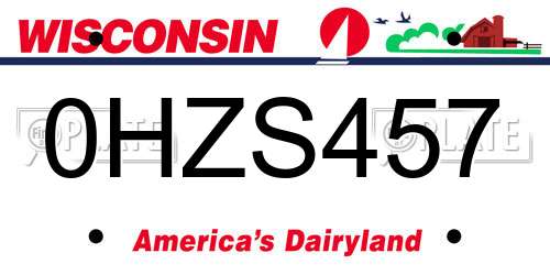 0HZS457 Wisconsin License Plate