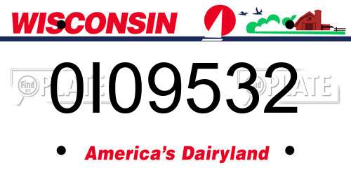 0I09532 Wisconsin License Plate