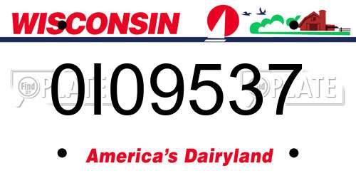 0I09537 Wisconsin License Plate