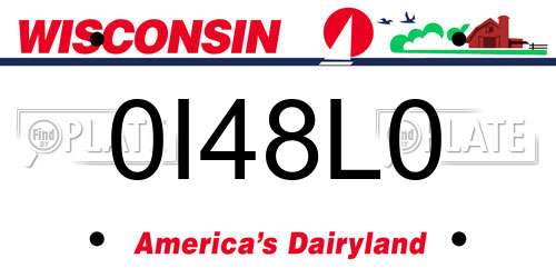 0I48L0 Wisconsin License Plate