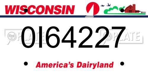 0I64227 Wisconsin License Plate