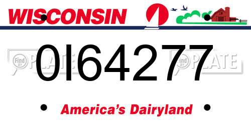 0I64277 Wisconsin License Plate