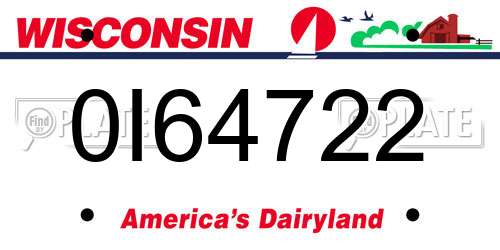 0I64722 Wisconsin License Plate
