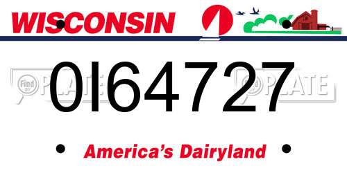 0I64727 Wisconsin License Plate