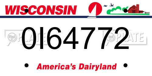 0I64772 Wisconsin License Plate
