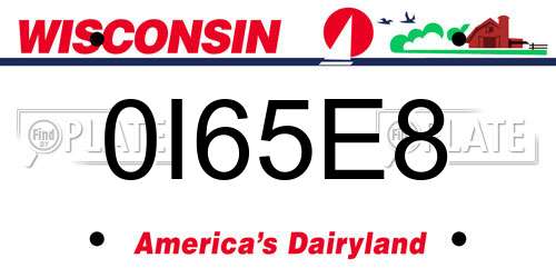 0I65E8 Wisconsin License Plate