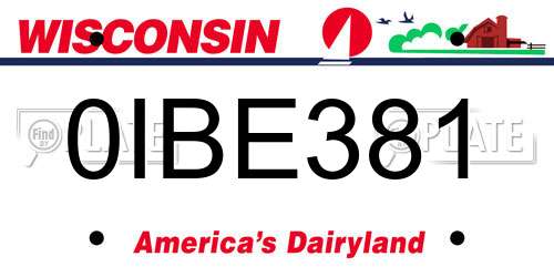 0IBE381 Wisconsin License Plate