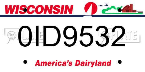 0ID9532 Wisconsin License Plate