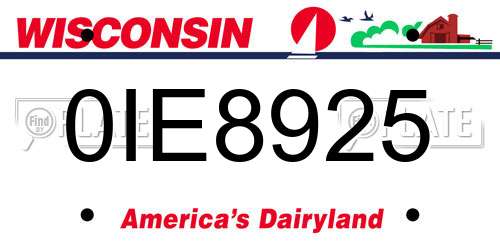0IE8925 Wisconsin License Plate