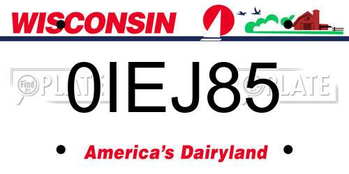 0IEJ85 Wisconsin License Plate