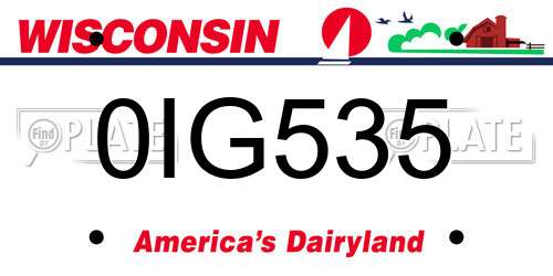 0IG535 Wisconsin License Plate