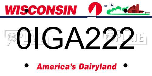 0IGA222 Wisconsin License Plate