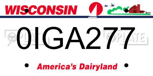 0IGA277 Wisconsin License Plate