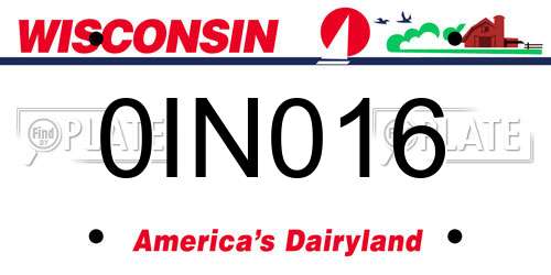0IN016 Wisconsin License Plate