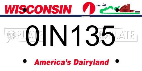 0IN135 Wisconsin License Plate