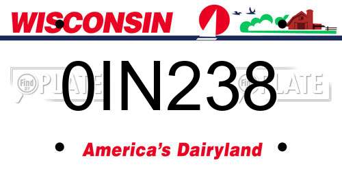 0IN238 Wisconsin License Plate