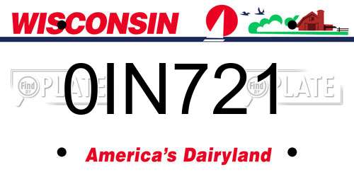 0IN721 Wisconsin License Plate