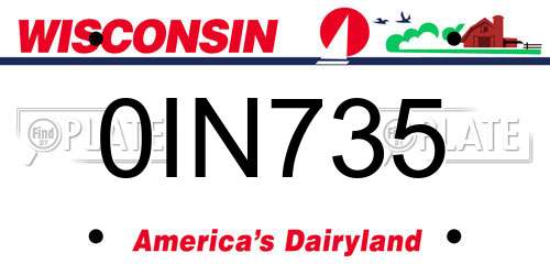 0IN735 Wisconsin License Plate