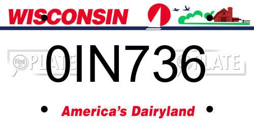 0IN736 Wisconsin License Plate