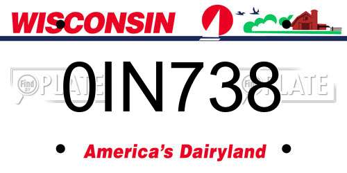0IN738 Wisconsin License Plate