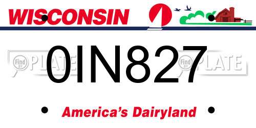 0IN827 Wisconsin License Plate