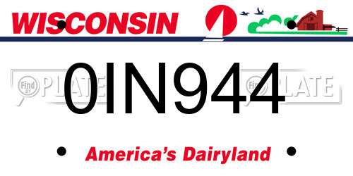0IN944 Wisconsin License Plate