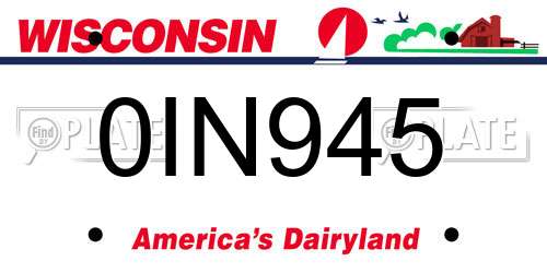 0IN945 Wisconsin License Plate