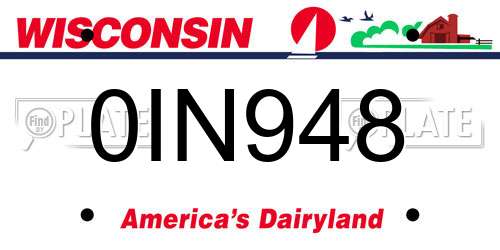 0IN948 Wisconsin License Plate