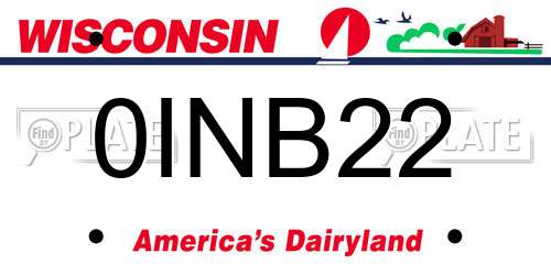 0INB22 Wisconsin License Plate