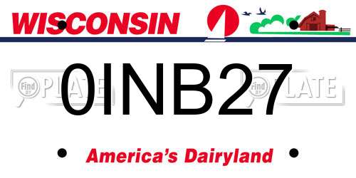 0INB27 Wisconsin License Plate