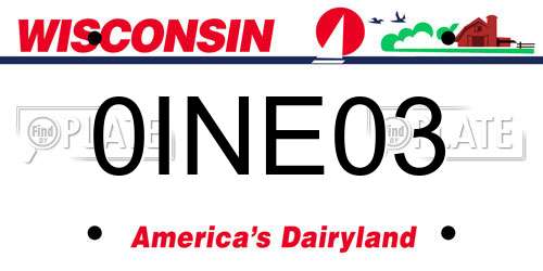 0INE03 Wisconsin License Plate