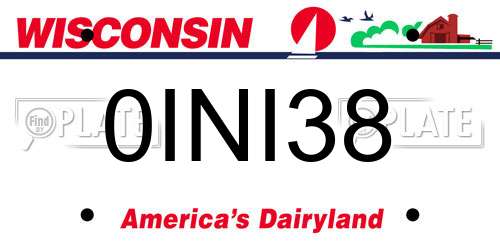 0INI38 Wisconsin License Plate