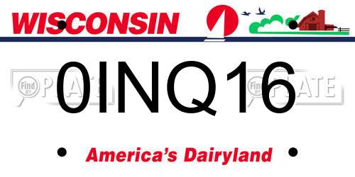 0INQ16 Wisconsin License Plate