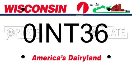 0INT36 Wisconsin License Plate