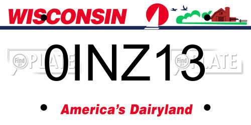 0INZ13 Wisconsin License Plate