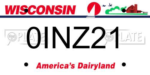 0INZ21 Wisconsin License Plate