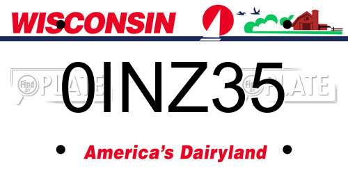 0INZ35 Wisconsin License Plate