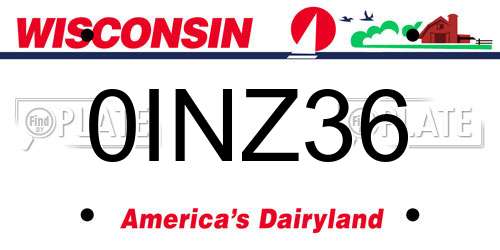 0INZ36 Wisconsin License Plate