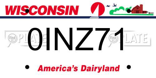 0INZ71 Wisconsin License Plate