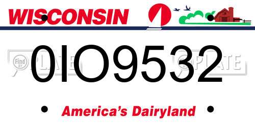 0IO9532 Wisconsin License Plate
