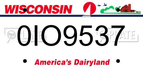 0IO9537 Wisconsin License Plate